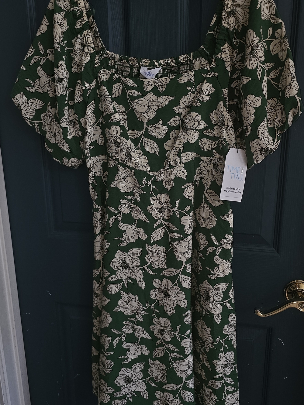 Time and Tru Green Floral Midi Dress
